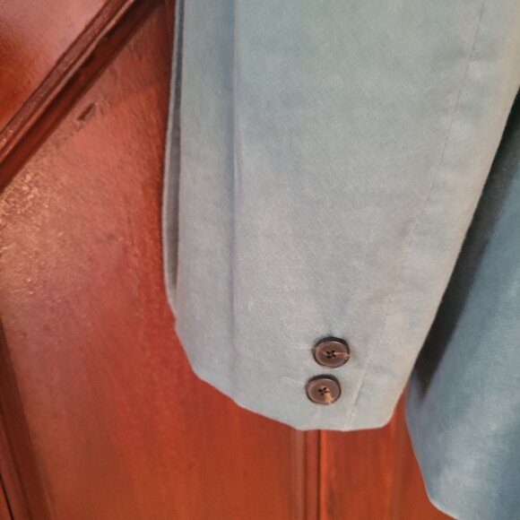 Talbots Womens Blazer 18W Classic One-Button 3/4 Sleeve Blue Cotton & Polyester - Picture 8 of 8